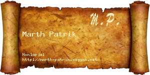 Marth Patrik névjegykártya